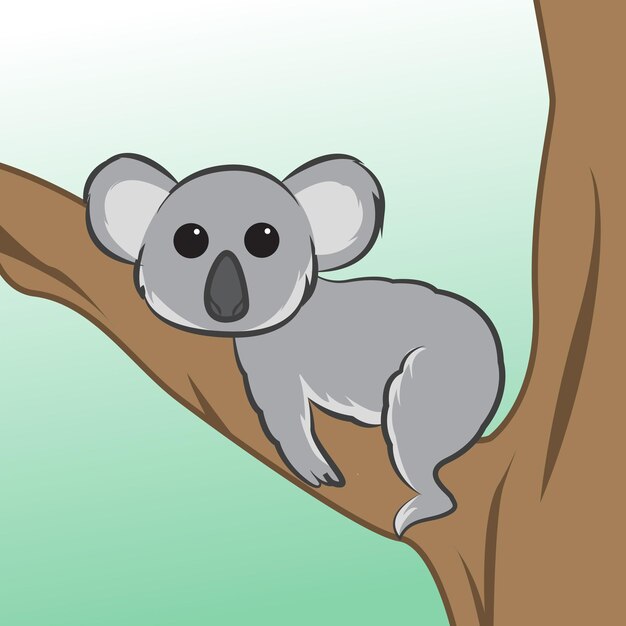 Koala en la ilustración de vector premium de árbol