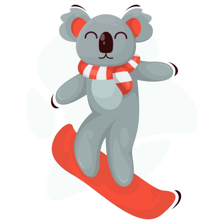 Koala jugando vector de diseño de personajes de esquí