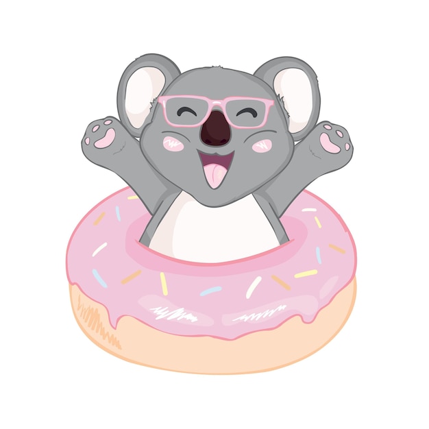 Koala lindo aislado sobre fondo blanco. Ilustración vectorial. Diseño para tarjeta infantil, camiseta.