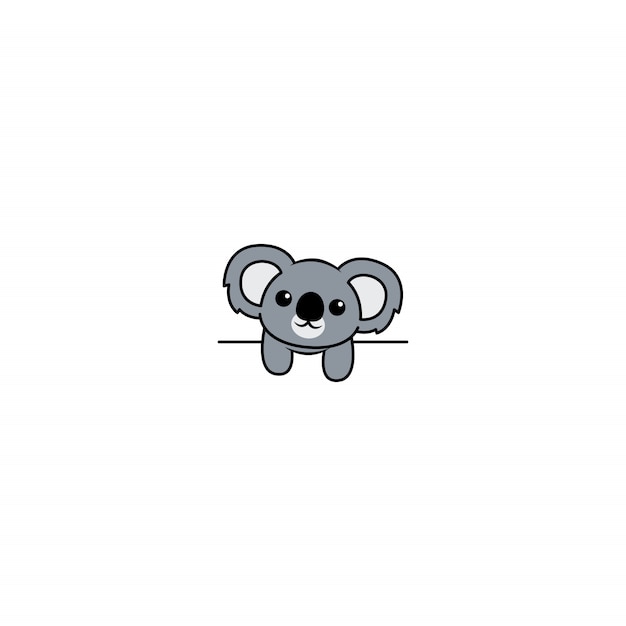 Koala lindo sobre pared blanca, ilustración vectorial