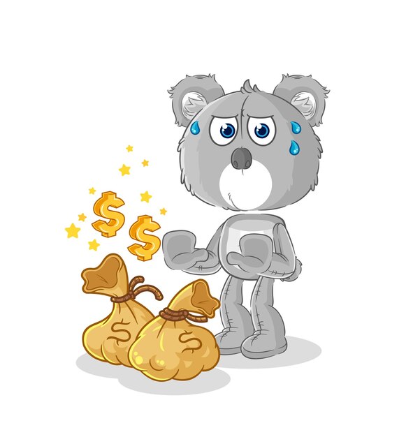 Koala rechazar dinero ilustración vector de caracteres