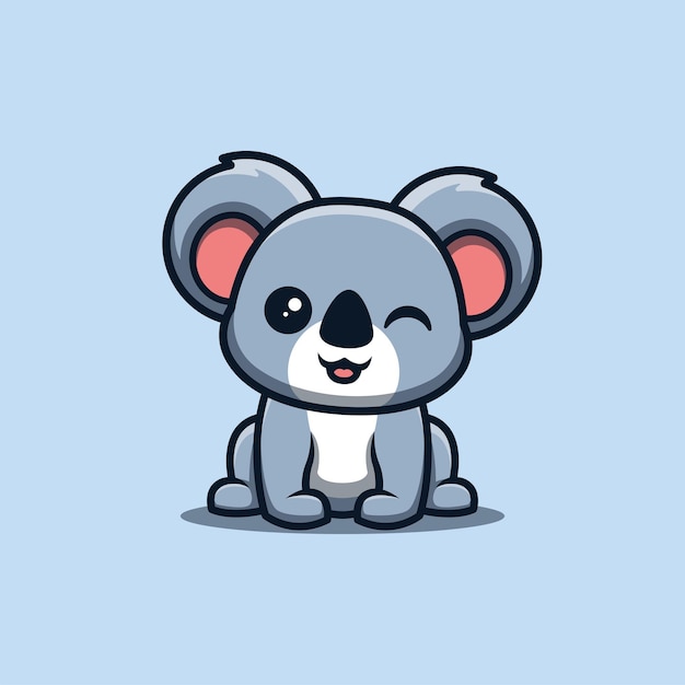 Koala sentado guiñando un ojo Cute Creative Kawaii Cartoon Mascot Logo