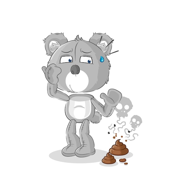 Koala con vector de caracteres de ilustración de residuos apestosos