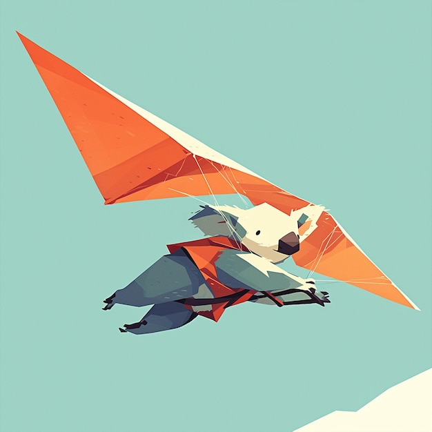 Vector un koala volando en un planeador al estilo de las caricaturas