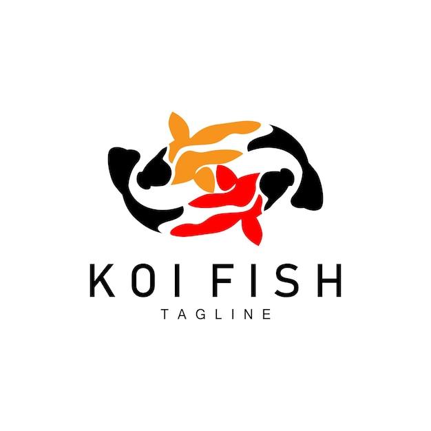 Koi Fish Logo Design Chinese Lucky Y Triumph Ornamental Fish Vector Company Brand Gold Fish Icon