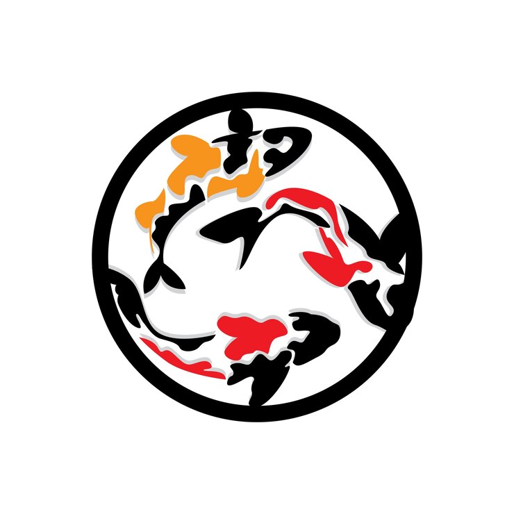 Vector koi fish logo design chinese lucky y triumph ornamental fish vector company brand gold fish icon