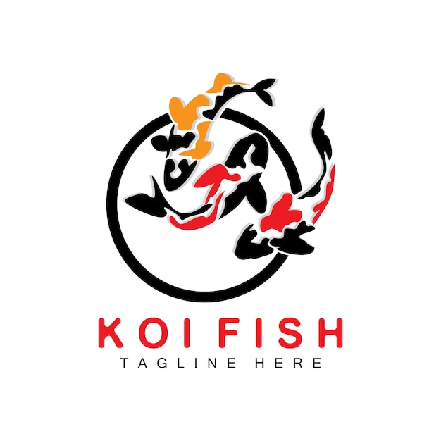 Koi Fish Logo Design Chinese Lucky Y Triumph Ornamental Fish Vector Company Brand Gold Fish Icon