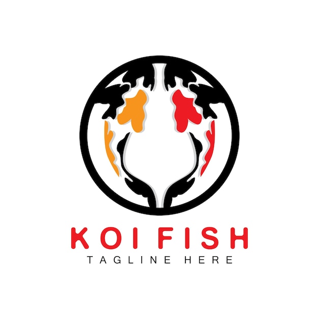 Koi Fish Logo Design Chinese Lucky Y Triumph Ornamental Fish Vector Company Brand Gold Fish Icon
