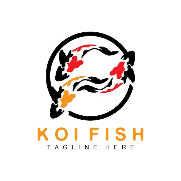 Koi fish logo design chinese lucky y triumph ornamental fish vector company brand gold fish icon