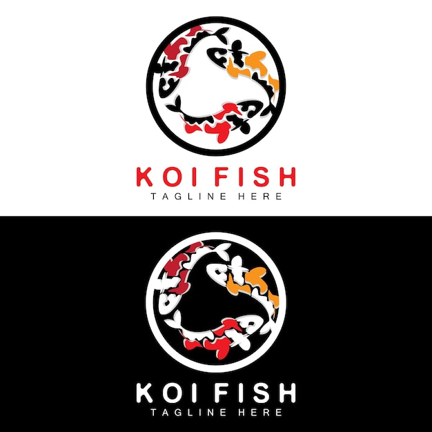 Koi Fish Logo Design Chinese Lucky Y Triumph Ornamental Fish Vector Company Brand Gold Fish Icon