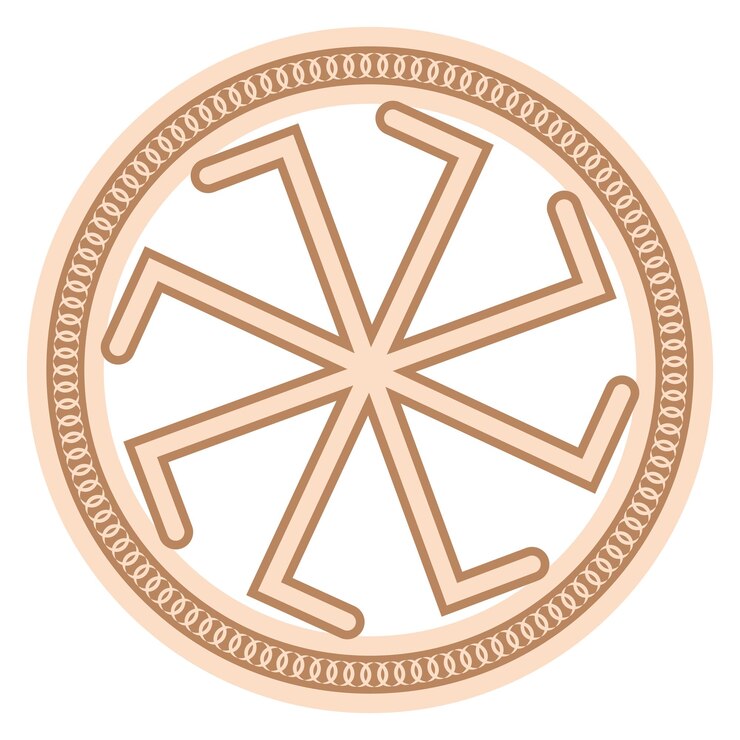 Vector kolyadnyk un símbolo eslavo decorado con un adorno de tejido escandinavo diseño de moda beige