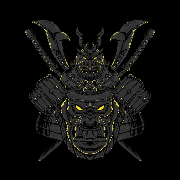 kong samurai ilustración vectorial