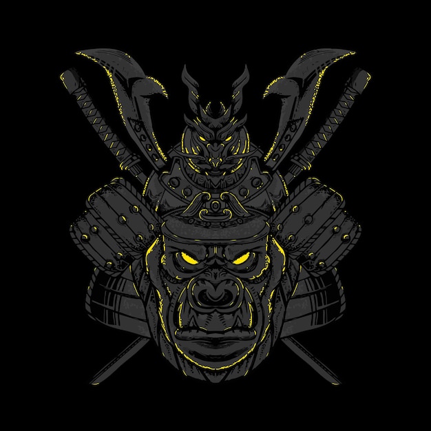 kong samurai ilustración vectorial