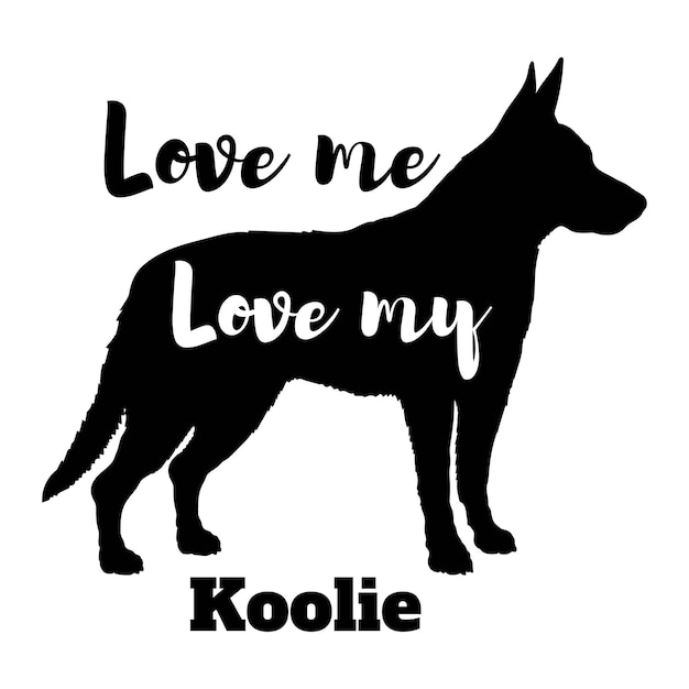 Koolie me ama el amor de mi perro vector silueta mascota