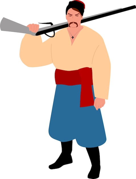 Kozak ucraniano con un arma Cossack Fondo transparente Ilustración vectorial