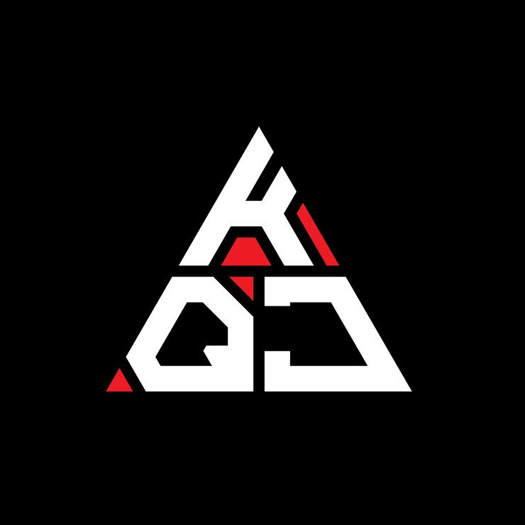 Vector kqj diseño de logotipo de letra triangular con forma de triángulo kqj triángulo diseño de logotip monograma kqj vector triángulo plantilla de logotipo con color rojo kqj logotipo triangular sencillo elegante y lujoso logotipo