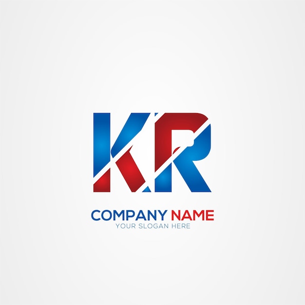 KR o RK Creative Modern Letters Diseño del logotipo Elemento rojo y azul
