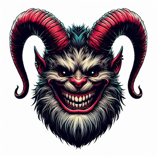 Krampus San Nicolás Navidad Rostros Retratos Arte vectorial Ilustración Emoticon Emoji Diablo