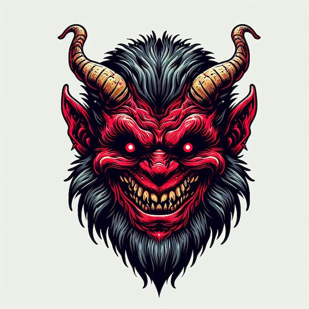 Krampus San Nicolás Navidad Rostros Retratos Arte vectorial Ilustración Emoticon Emoji Diablo