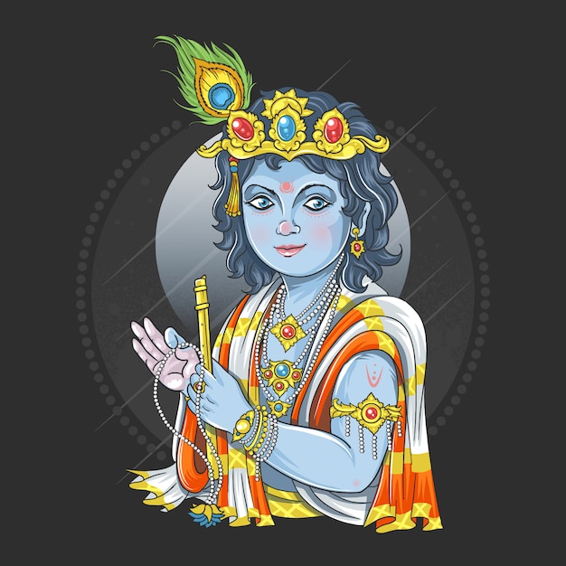 Vector krishna vishnu dios avatar ilustraciones