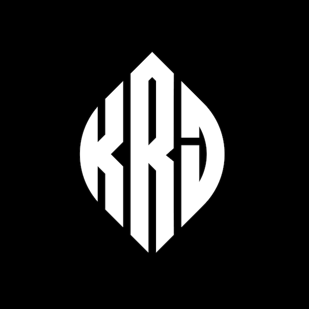 KRJ diseño del logotipo de la letra del círculo con forma de círculo y elipse KRJ letras de la elipse con estilo tipográfico Las tres iniciales forman un logotipo del círculo KRJ círculo emblema monograma abstracto letra marca vector