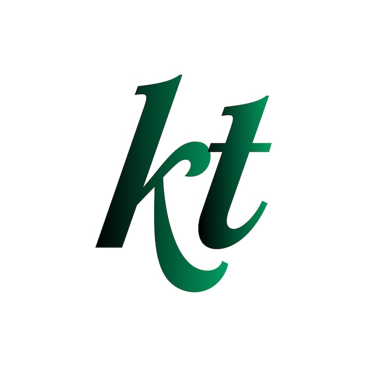 Vector kt logo initials logo monogram lettermark green gradient modern logo elegant logo branding