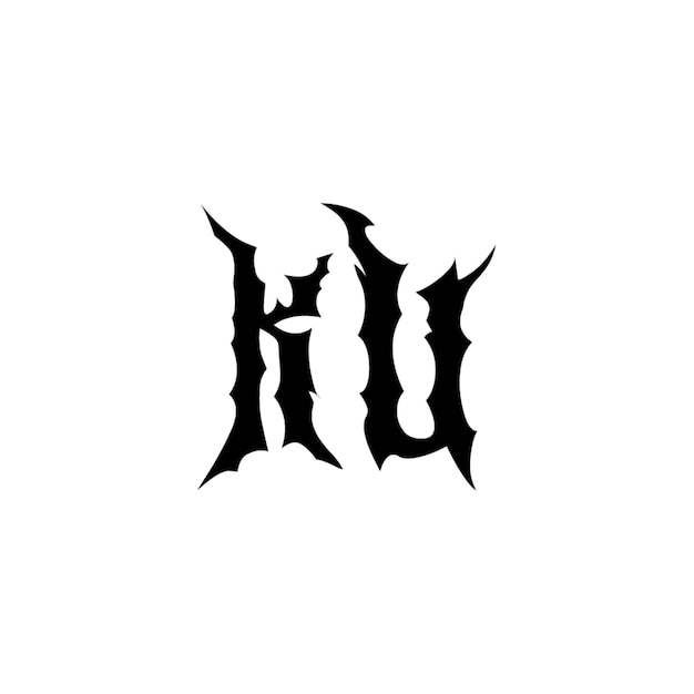 KU monograma logo diseño carta texto nombre símbolo monocromo logotipo alfabeto carácter simple logo
