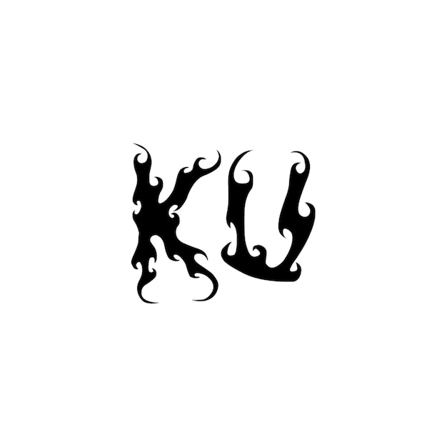 KU monograma logo diseño carta texto nombre símbolo monocromo logotipo alfabeto carácter simple logo