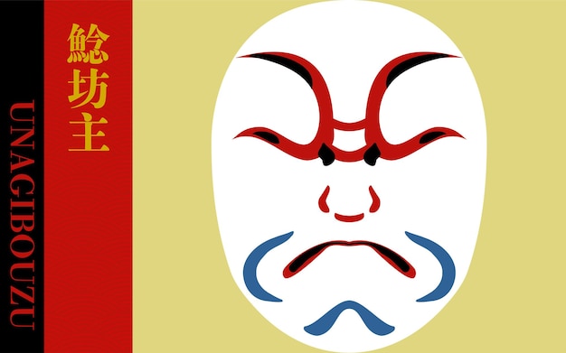 Kumatori de Kabuki Namazu Bozu Translation Catfish afeitó el nombre del tipo de Kumadori de Kabuki