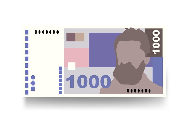 Kuna croata Vector Ilustración Croacia conjunto de dinero paquete de billetes Papel moneda 1000 HRK