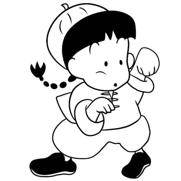 kung fu chico dibujos animados garabato kawaii anime colorear página linda ilustración dibujo imágenes prediseñadas personaje