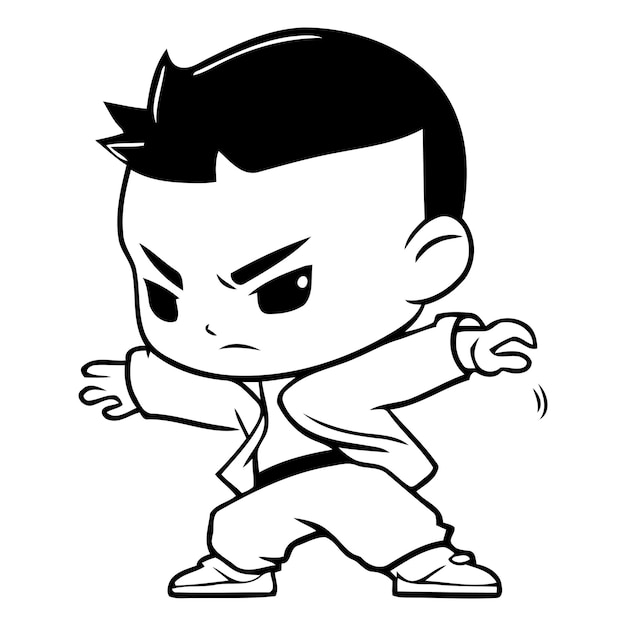 Vector kung fu kung fu boy diseño de ilustraciones vectoriales de personajes de dibujos animados