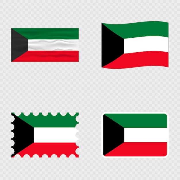 kuwait national flag in four different styles