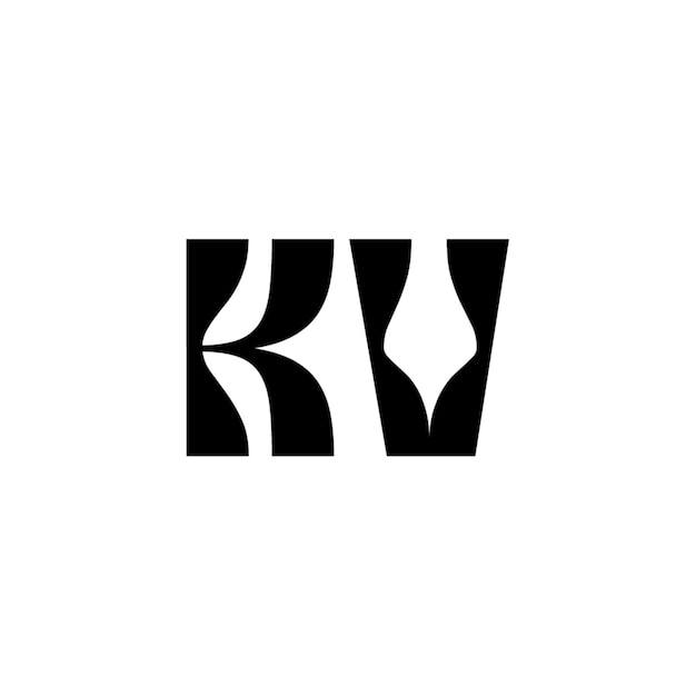 KV monograma logotipo diseño carta texto nombre símbolo monocromo logotipo alfabeto carácter simple logotipo