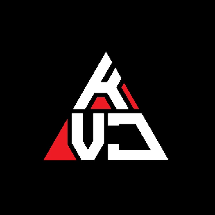 Vector kvj triángulo diseño de la letra del logotipo con forma de triángulo kvj diseño del logotipo del triángulo monograma kvj modelo de logotipo del vector del triangle con color rojo kvj logotipo triangular sencillo elegante y lujoso logotipo