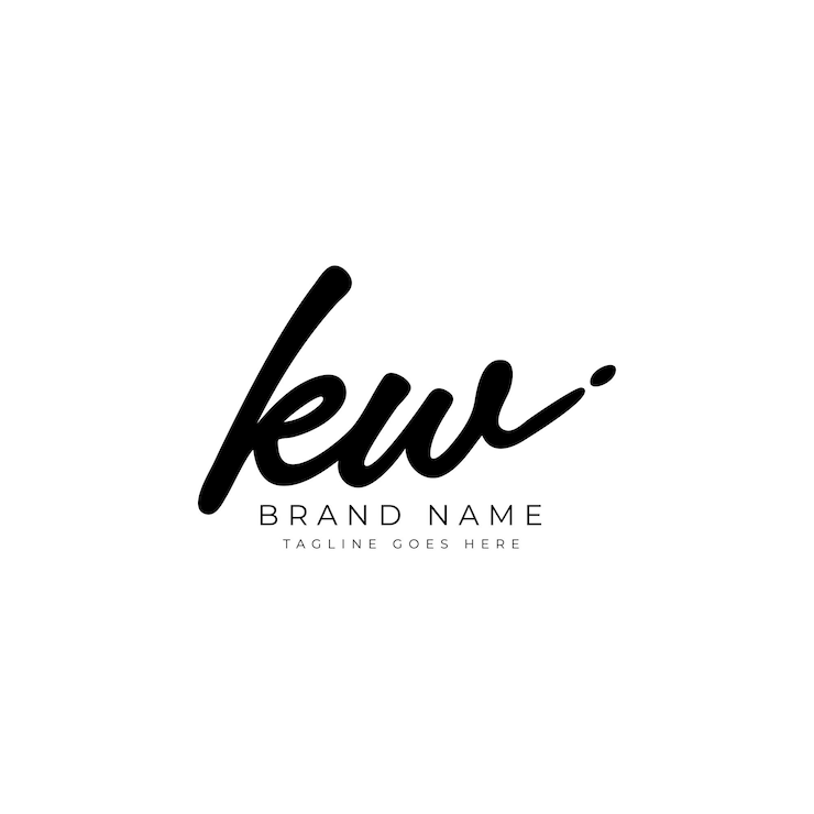 Vector kw simple signature logo plantilla vectorial escrita a mano para el logotipo k y w