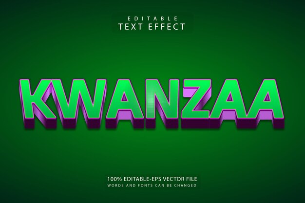 Kwanzaa efecto de texto editable 3 dimensiones en relieve estilo moderno