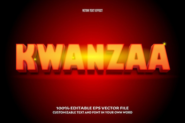 Kwanzaa efecto de texto editable 3 dimensiones en relieve estilo moderno