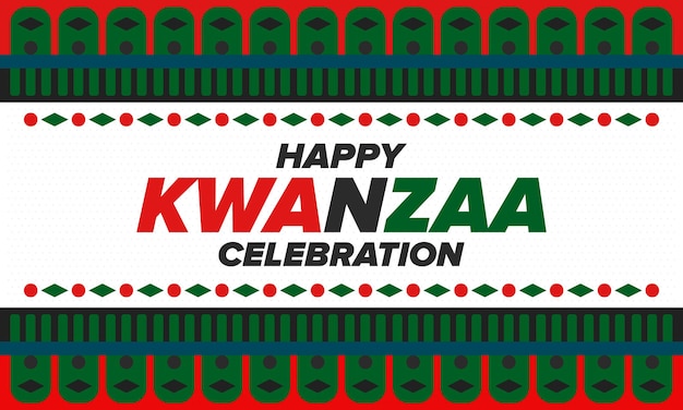 Kwanzaa Feliz celebración Fiesta africana y afroamericana Festival de siete días Cartel vectorial