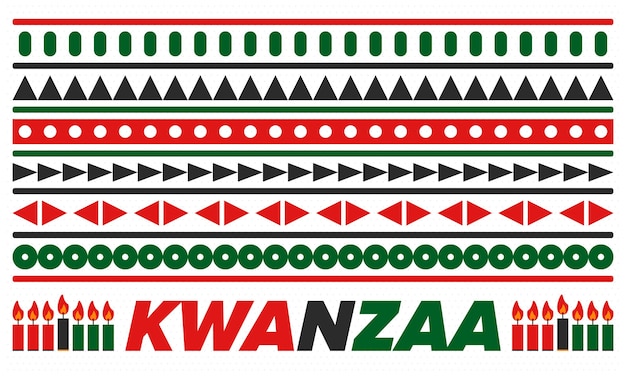 Kwanzaa Feliz celebración Fiesta africana y afroamericana Festival de siete días Cartel vectorial