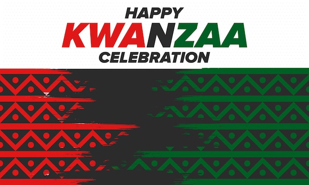 Kwanzaa Feliz celebración Fiesta africana y afroamericana Festival de siete días Cartel vectorial