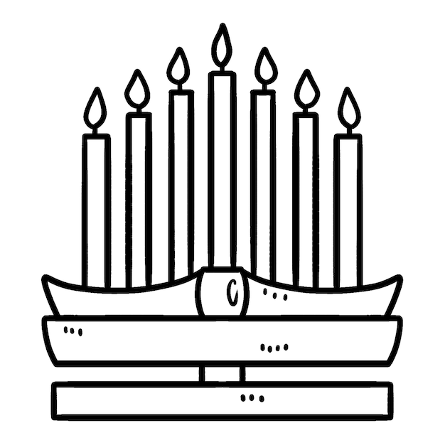 Kwanzaa Kinara Página para colorear aislada para niños