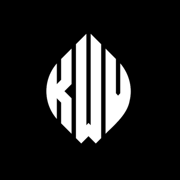 KWV diseño de logotipo de letras circulares con forma de círculo y elipse KWV letras elípticas con estilo tipográfico Las tres iniciales forman un logotipo de círculo KWV círculo emblema monograma abstracto letra marca vector