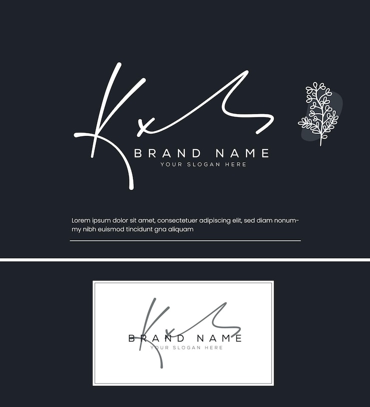 Vector kx k x letra inicial escritura a mano y logotipo de la firma