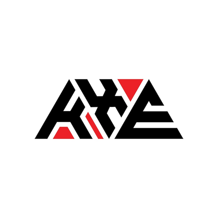 Vector kxe diseño de logotipo de letra triangular con forma de triángulo kxe diseñador de logotipo triangular monograma kxe modelo de logotipo vectorial triangular kxe con color rojo logotipo triangle simple elegante y lujoso logotipo kxe