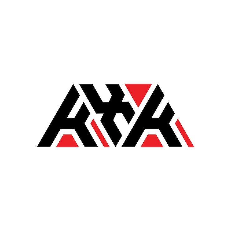 Vector kxk diseño de logotipo de letra triangular con forma de triángulo kxk diseñador de logotipo triangular monograma kxk modelo de logotipo vectorial de triángulos con color rojo kxk logotipo triangular simple elegante y lujoso logotipo kxk