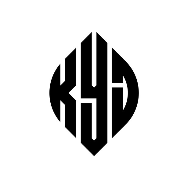 KYJ diseño de logotipo de letras circulares con forma de círculo y elipse KYJ letras elípticas con estilo tipográfico Las tres iniciales forman un logotipo de círculo KYJ emblema de círculo Monograma abstracto letra marca vector