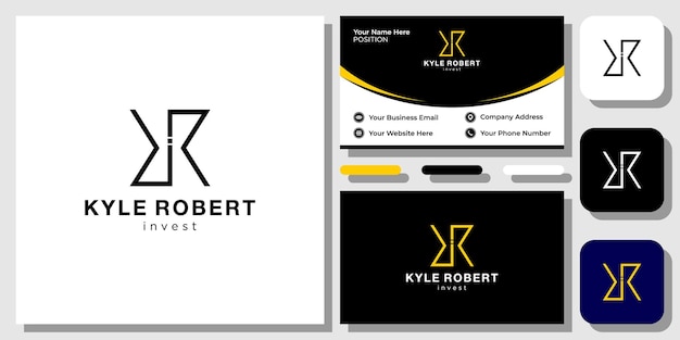 Kyle robert invest iniciales simple nombre limpio único con plantilla de tarjeta de visita