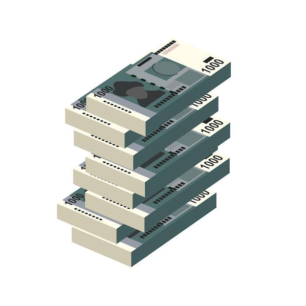 Kyrgyz som Vector Illustration Kirguistán conjunto de dinero conjunto de billetes Papel moneda 1000 som
