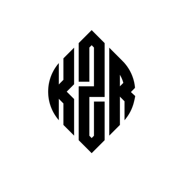 KZR diseño de logotipo de letras circulares con forma de círculo y elipse KZR letras elípticas con estilo tipográfico Las tres iniciales forman un logotipo de círculo KZR Círculo Emblema Monograma Abstracto Carta Marca Vector